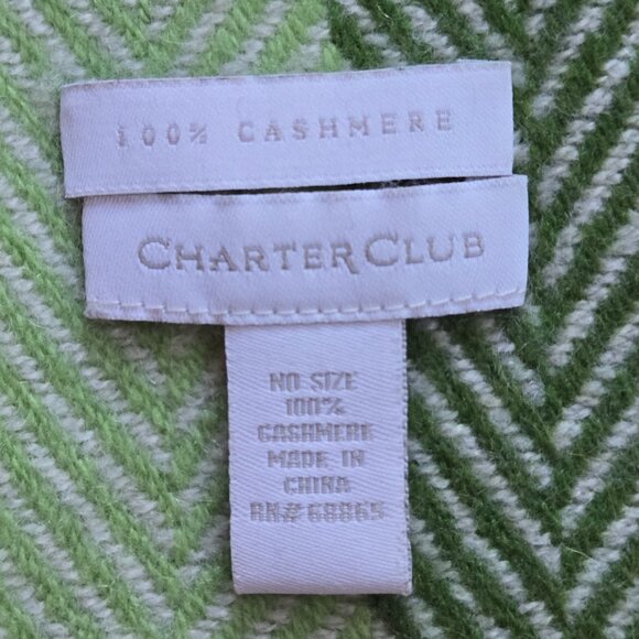 NWOT Charter Club Cashmere Scarf Blue Green - Picture 6 of 7